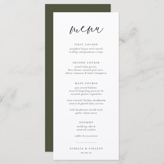 Chic Minimalist Wedding Menu (Voorkant / Achterkant)