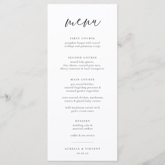 Chic Minimalist Wedding Menu (Voorkant)