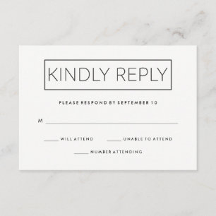 Chic Minimalist Wedding Response RSVP Kaartje