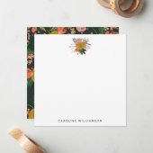 Chic Minimalist Yellow Navy Flowers gepersonalisee Notitiekaartje (Voorkant / Achterkant in situ)