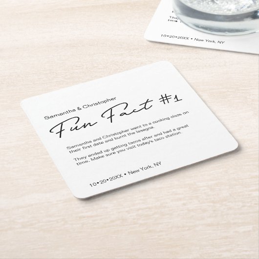 Chic Minimalist Zwart-wit leuk weetje Trouwen Kartonnen Onderzetters (Schuin)