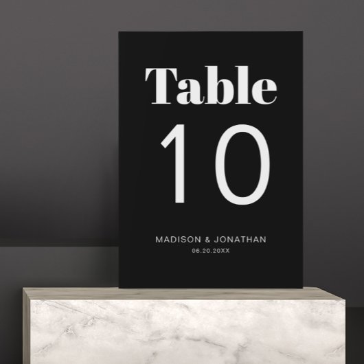 Chic Minimalist Zwart Wit Trouwtafel Nummer Kaart