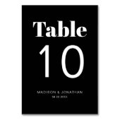 Chic Minimalist Zwart Wit Trouwtafel Nummer Kaart (Achterkant)