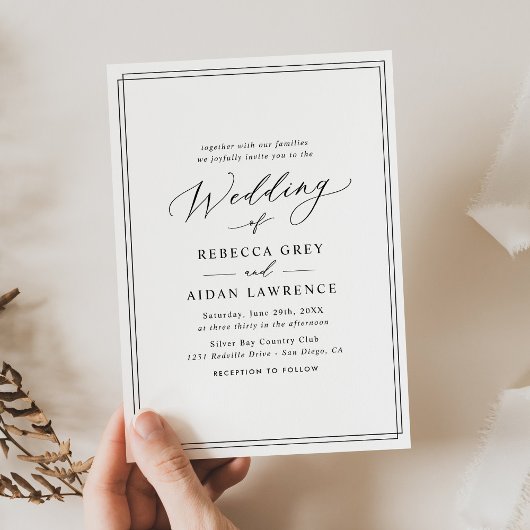 Chic Minimalistic Modern Script Wedding Kaart