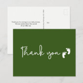 Chic Minimalistisch Baby shower dank u Groen Briefkaart (Voorkant / Achterkant)