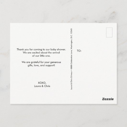 Chic Minimalistisch Baby shower dank u Groen Briefkaart (Achterkant)