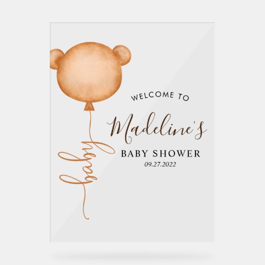 Chic-minimalistisch Beer ballonBaby shower Acryl Bord (Voorkant)