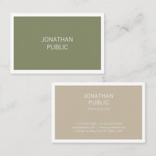 Chic-minimalistisch design Simple Plain Stylish Tr Visitekaartje (Voorkant / Achterkant)
