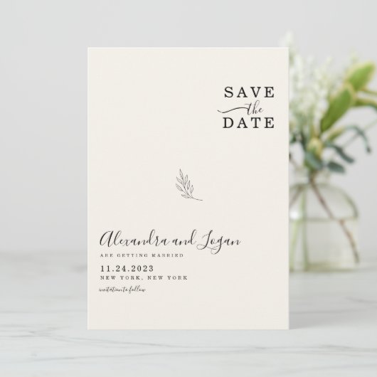 Chic-minimalistisch handboek - ivory QR-code Save The Date (Staand voorkant)