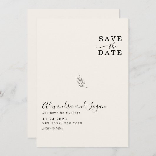 Chic-minimalistisch handboek - ivory QR-code Save The Date (Voorkant / Achterkant)