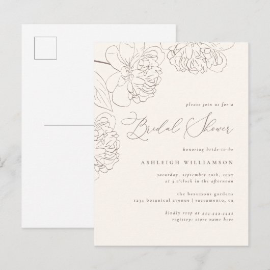 Chic-minimalistisch handgetekend Vrijgezellenfeest Uitnodiging Briefkaart (Voorkant / Achterkant)