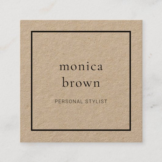 Chic minimalistisch modern | kraft vierkante visitekaartje (Voorkant)