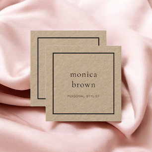 Chic minimalistisch modern   kraft vierkante visitekaartje