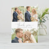Chic minimalistisch script 3 Fotocollage Hartelijk Bedankkaart (Staand voorkant)