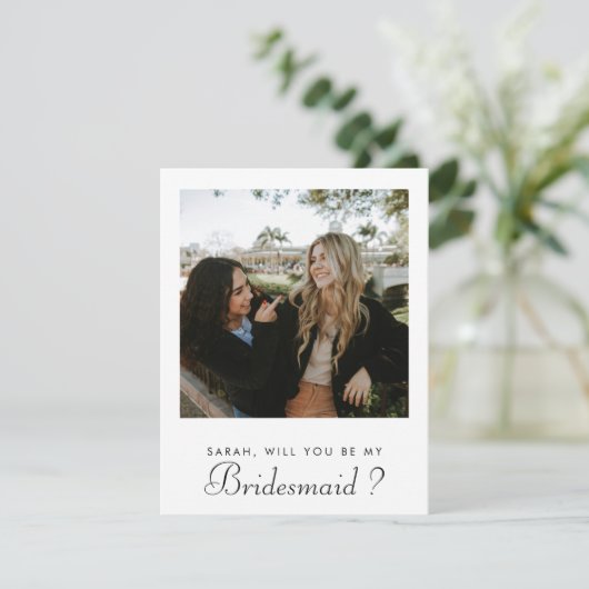 Chic minimalistisch zul je mijn bruidsmeisje foto (Staand voorkant)