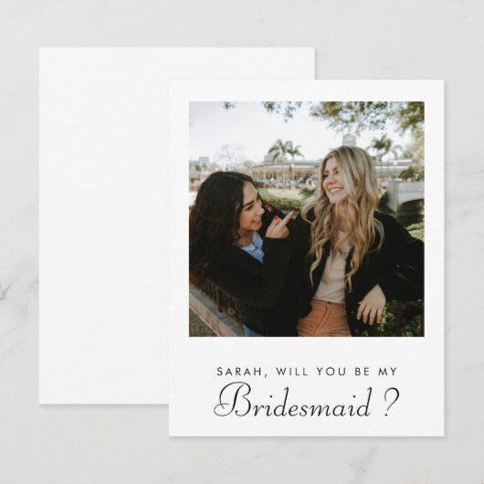 Chic minimalistisch zul je mijn bruidsmeisje foto (Voorkant / Achterkant)