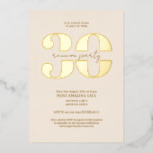 Chic minimalistische 30 jaar klassieke reünie folie uitnodiging (Voorkant)