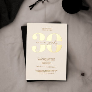 Chic minimalistische 30 jaar klassieke reünie folie uitnodiging