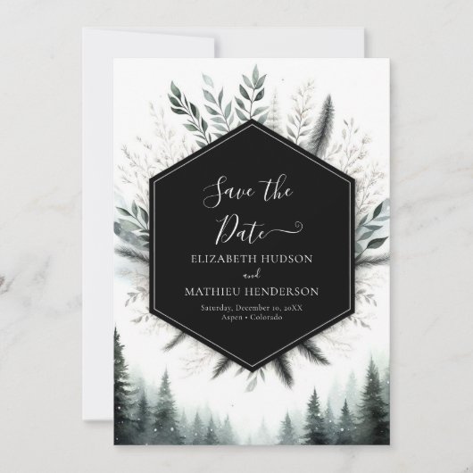 Chic minimalistische berg bruiloft save the date (Voorkant)