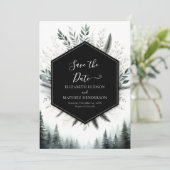 Chic minimalistische berg bruiloft save the date (Staand voorkant)