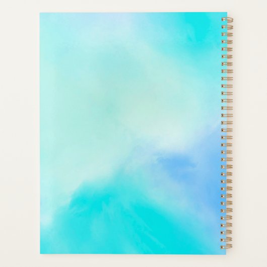 Chic Minimalistische Blauwe Abstracte Kunstplanner Planner (Achterkant)