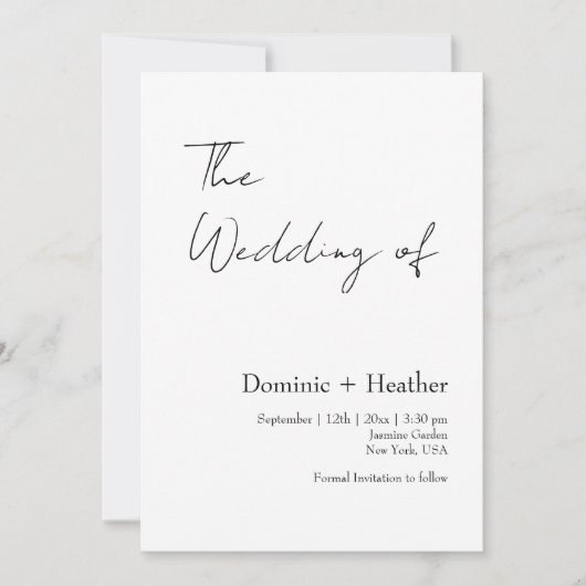 CHIC minimalistische elegantie bruiloft Kaart (Voorkant)