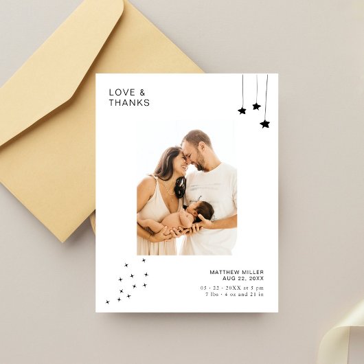 Chic minimalistische foto Baby shower Dank u Briefkaart