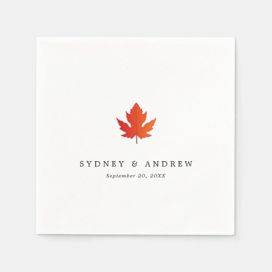 Chic Minimalistische Herfst Maple Leaf Wedding Servet (Voorkant)