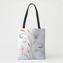 Chic minimalistische kalligrafie grote vlinders tote bag