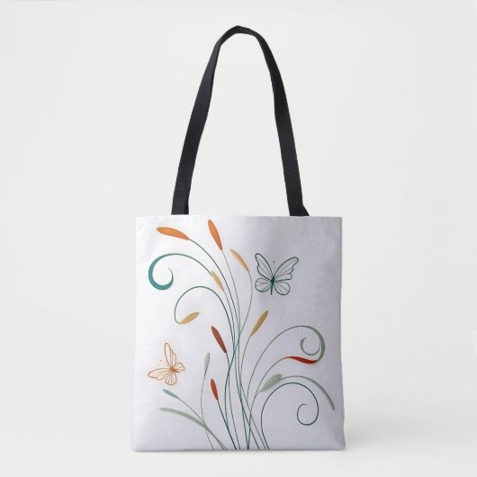 Chic minimalistische kalligrafie grote vlinders tote bag (Voorkant)