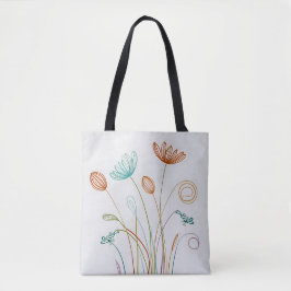 Chic minimalistische kalligrafie kikkers en bloeme tote bag