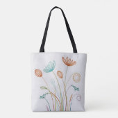 Chic minimalistische kalligrafie kikkers en bloeme tote bag (Achterkant)