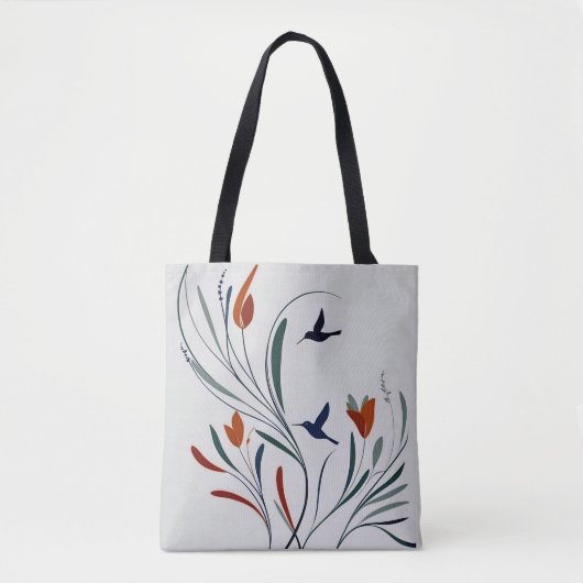 Chic minimalistische kalligrafie kolibries bloemen tote bag (Voorkant)