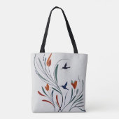 Chic minimalistische kalligrafie kolibries bloemen tote bag (Achterkant)