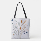 Chic minimalistische kalligrafie vlinder bloemen tote bag (Achterkant)