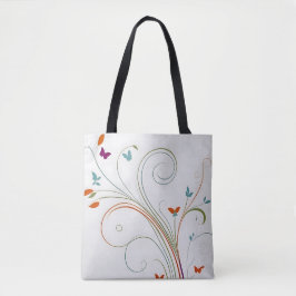 Chic minimalistische kalligrafie wervelt vlinders tote bag