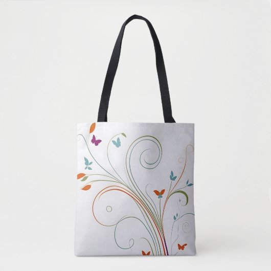 Chic minimalistische kalligrafie wervelt vlinders tote bag (Voorkant)