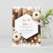 Chic minimalistische rustieke bruiloft save the date (Staand voorkant)