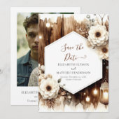 Chic minimalistische rustieke bruiloft save the date (Voorkant / Achterkant)