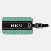 Chic mint 3 letter monogram reis bagagelabel (Voorkant horizontaal)