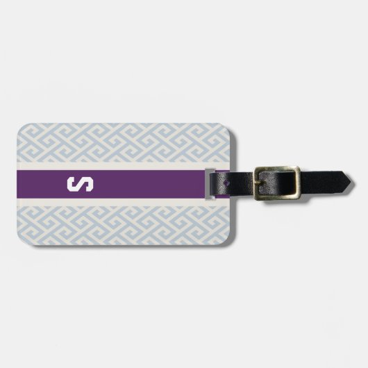 Chic mint abstract geometrisch patroon monogram bagagelabel (Voorkant horizontaal)