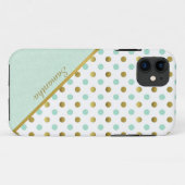 Chic Mint and Gold Polka Dots  Case-Mate iPhone Case (Achterkant (horizontaal))