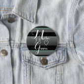 Chic Mint Black Grey Striped Moeder van de Groom Ronde Button 7,6 Cm (In situ)