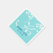 Chic Mint Blauw Wit Bladeren Huwelijk Monogram Servetten (Hoek)