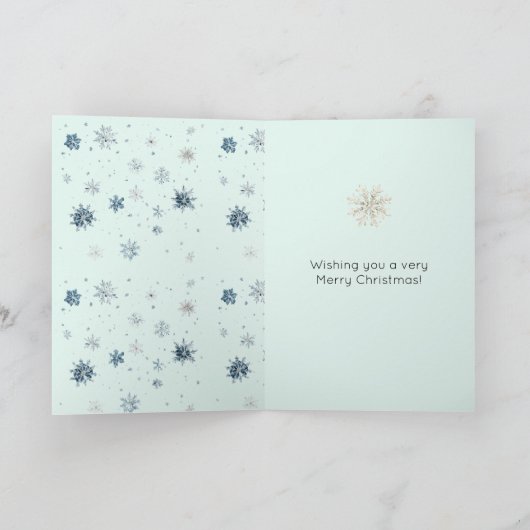 Chic Mint Blue Snowflakes Blond Hair Female Kaart (Binnen)