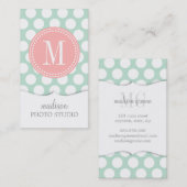Chic Mint & Blush Pink Big Stippen Monogramed Visitekaartje (Voorkant / Achterkant)