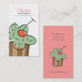 Chic Mint Cherry Cupcake Sweet Bakery Dessert Shop Visitekaartje (Voorkant / Achterkant)
