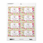 Chic Mint en Blush Pink Floral Business Etiket (Full Sheet)