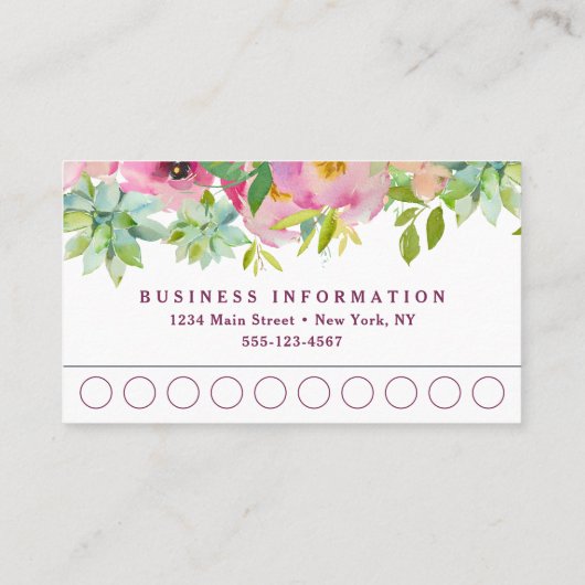 Chic Mint en Blush Pink Floral Business Klantenkaartje (Achterkant)