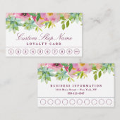 Chic Mint en Blush Pink Floral Business Klantenkaartje (Voorkant / Achterkant)